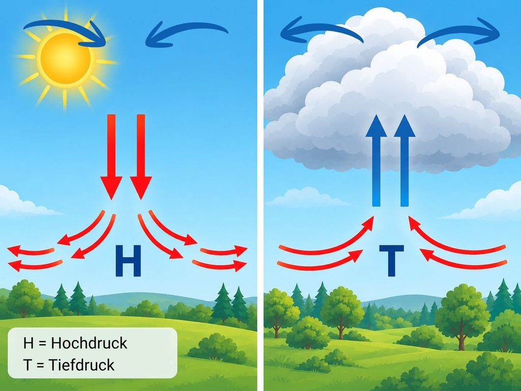 Systematische Darstellung von Hoch- und Tiefdruckgebieten